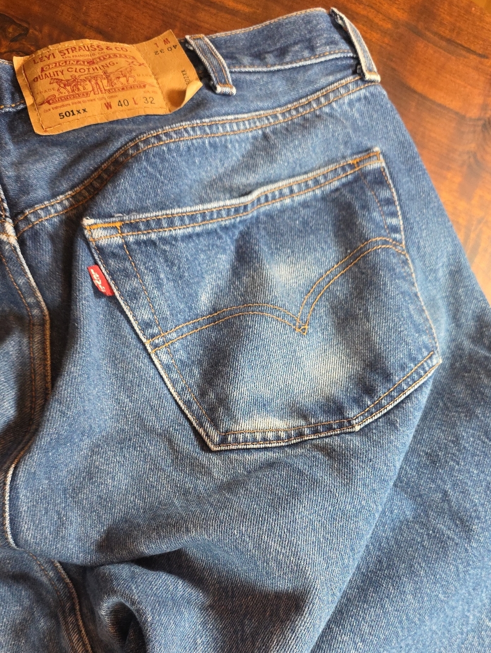 Levi's Men's Blue Relaxed Fit Jeans with Red Tab 501 Y2K DISTRESSED